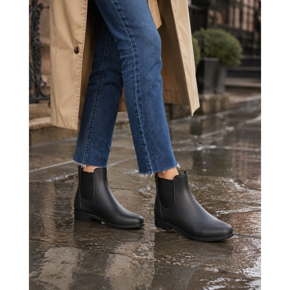 Sam Edelman Tinsley Womens Black Matte Chelsea Rain Boots Size 9M Waterproof